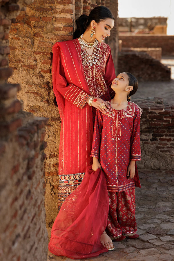 CHARIZMA 3-PC Embroidered Silk Suit RED CKP-5-50 &amp; CMA-5-28