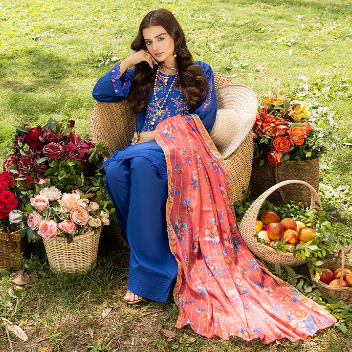 Zahra Rubab Farshi Shalwar 3-Piece Ready to Wear Blossom Collection - Azure ZR-2521