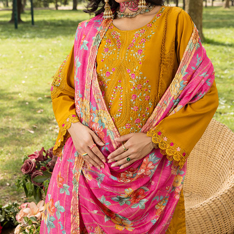 Zahra Rubab Farshi Shalwar  3-Piece Ready to Wear Blossom Collection - Gold ZR-2521