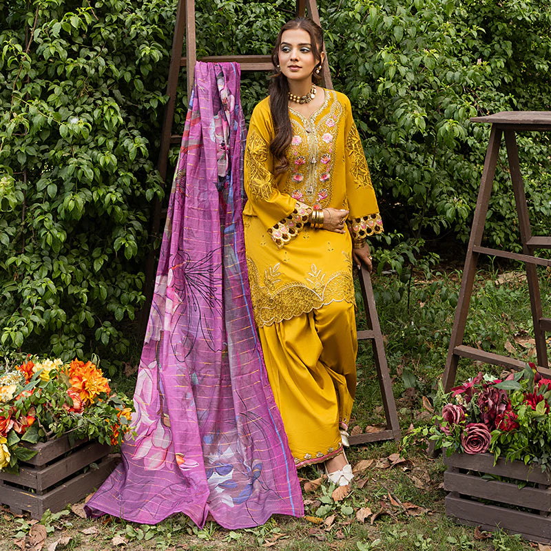Zahra Rubab Farshi Shalwar 3-Piece Ready to Wear Blossom Collection - Amber ZR-2522
