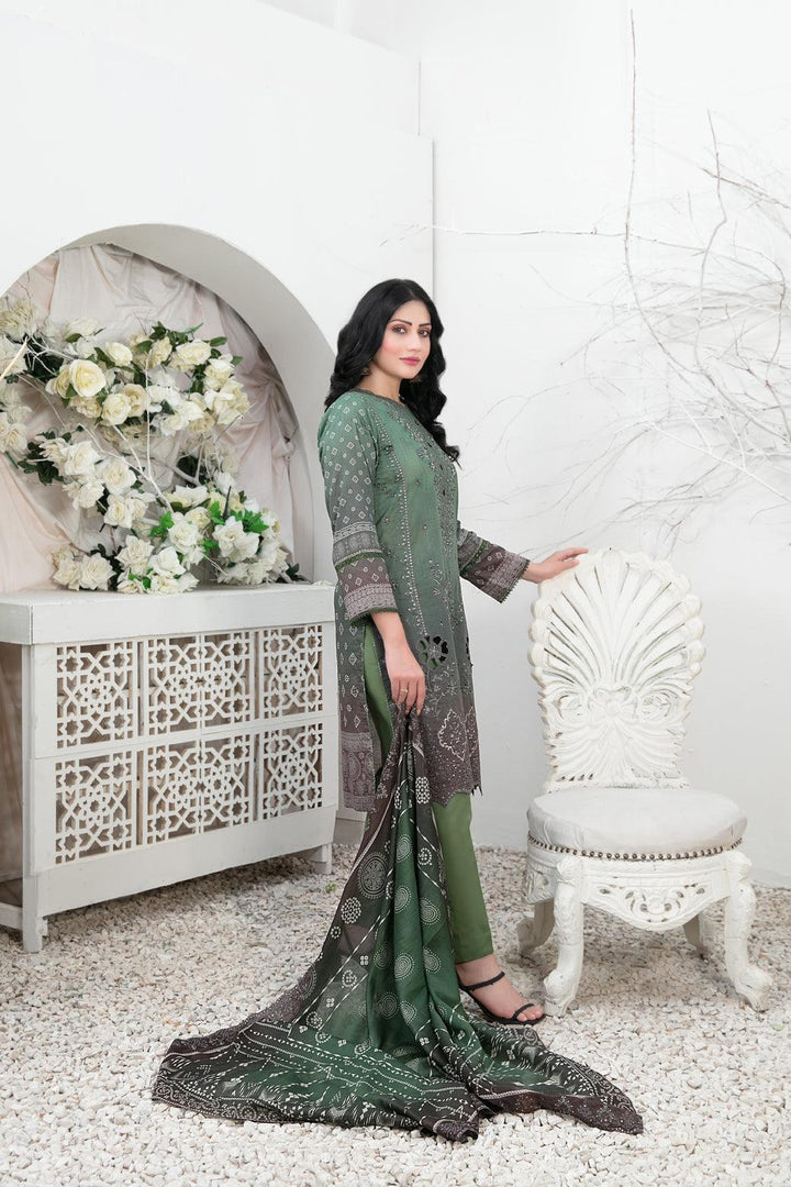 TAWAKKAL FABRICS Tahnia 3-Piece Stitched GREEN D-3163