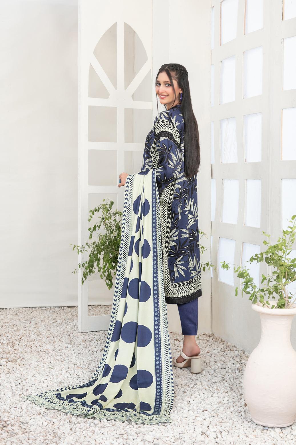 TAWAKKAL FABRICS Fahriye 3-Piece Stitched BLUE D-5169