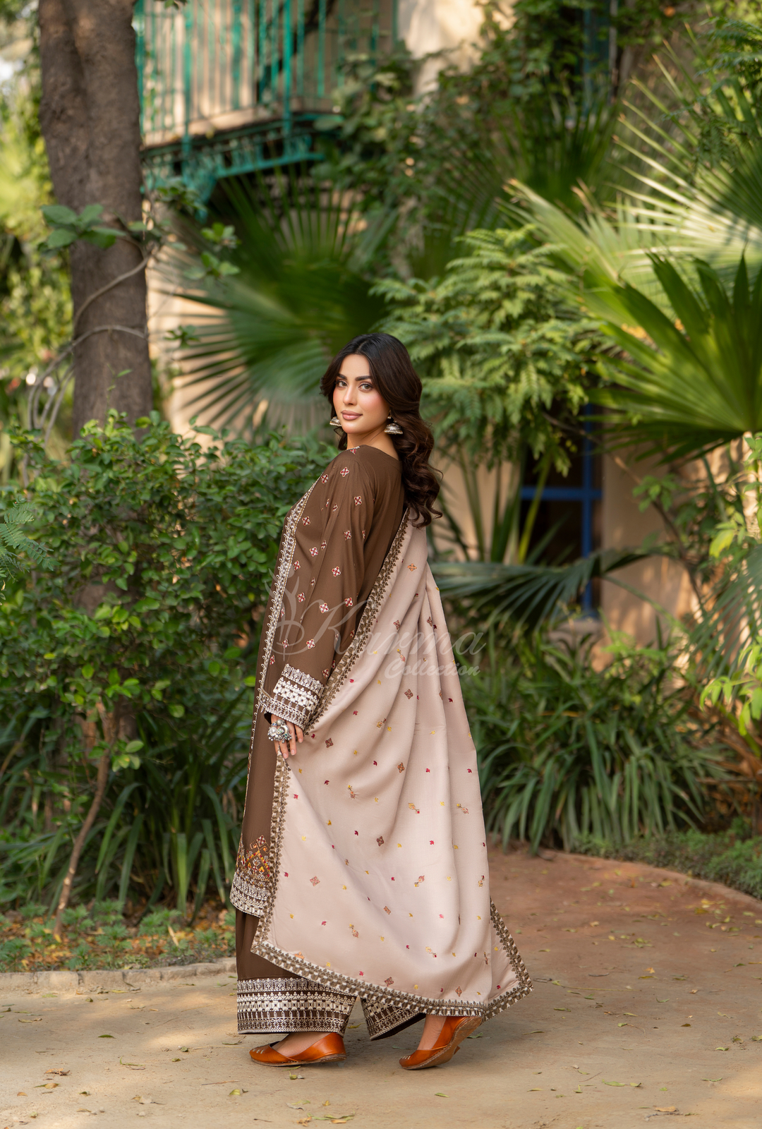 Karma Luxury Winter Collection – 3-Piece Ready-to-Wear (NUDE BROWN) -1522