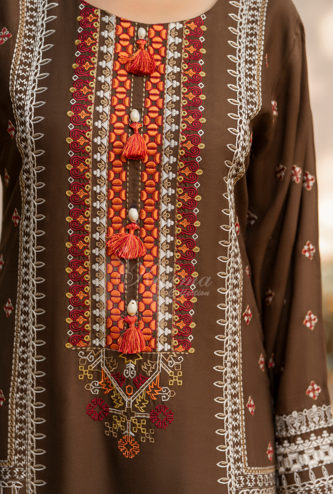 Karma Luxury Winter Collection – 3-Piece Ready-to-Wear (NUDE BROWN) -1522