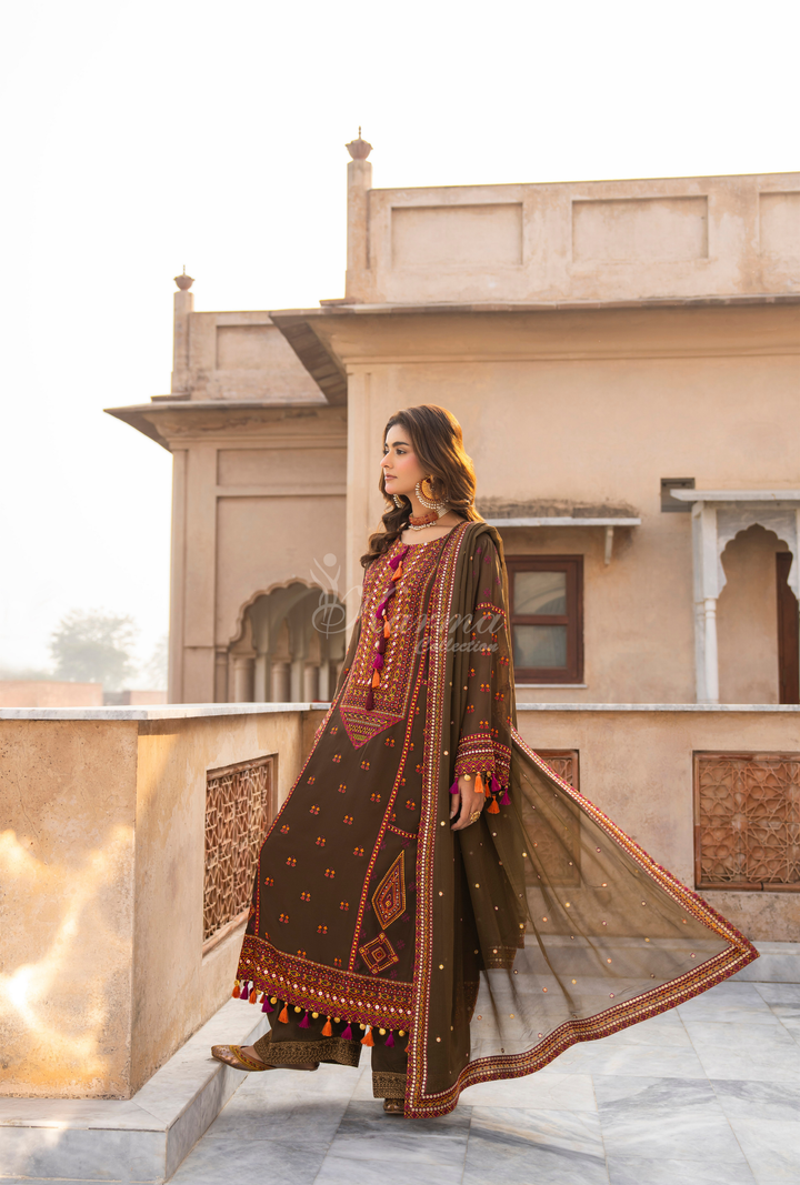 Karma Georgette Chiffon Festive Luxury Collection – 3-Piece Ready-to-Wear F-495A