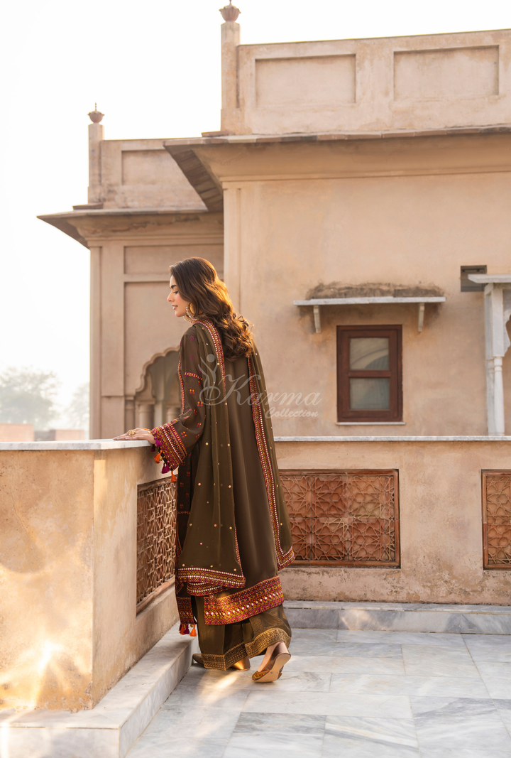 Karma Georgette Chiffon Festive Luxury Collection – 3-Piece Ready-to-Wear F-495A