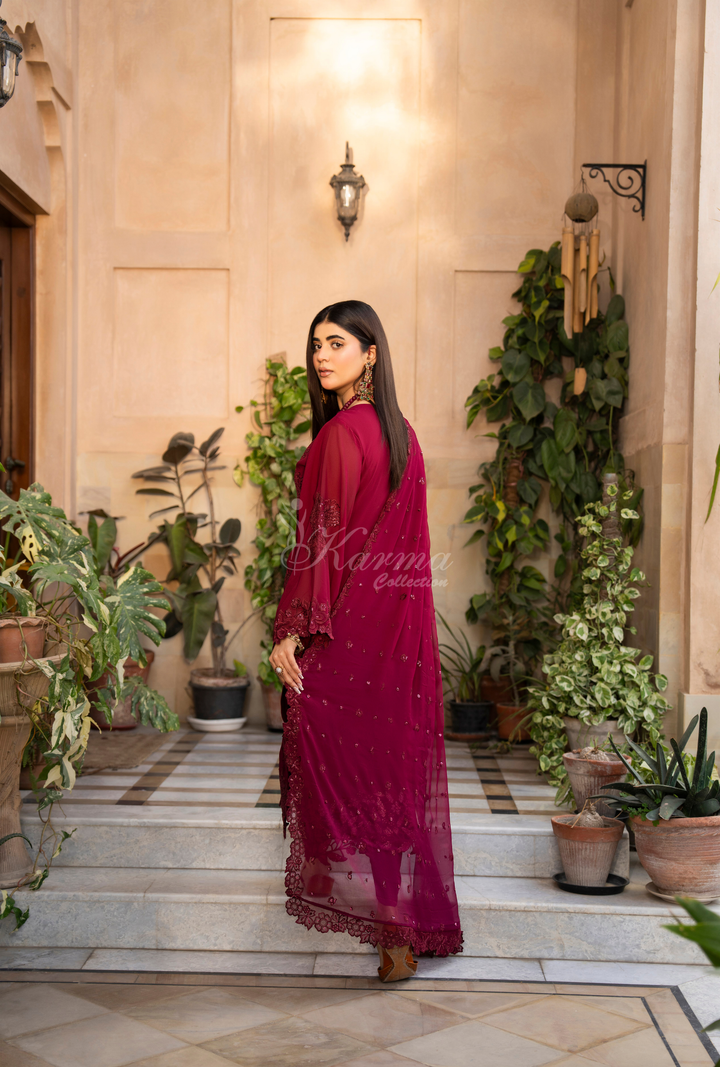Karma Georgette Chiffon Festive Luxury Collection – 3-Piece Ready-to-Wear F-497