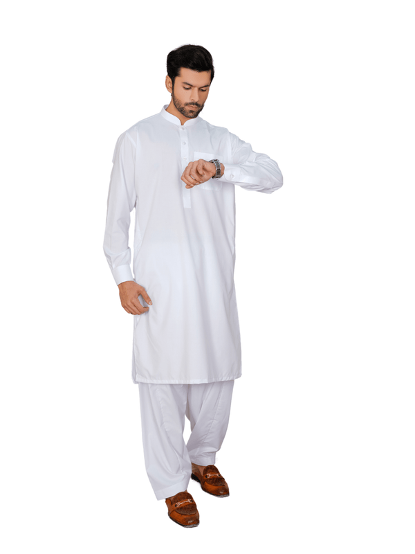 Al-Qaisar Men's White Shalwar Kameez AQ-01