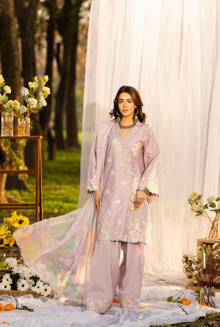 Karma Luxury COTTON Collection –3Piece Ready-to-Wear pink  KC-1545