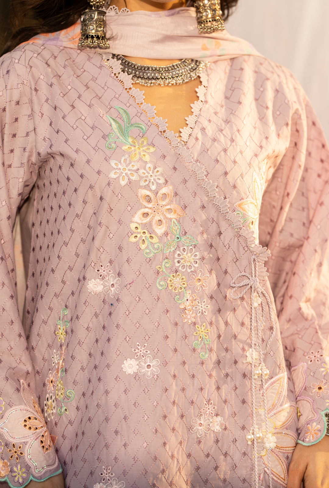 Karma Luxury COTTON Collection –3Piece Ready-to-Wear pink  KC-1545