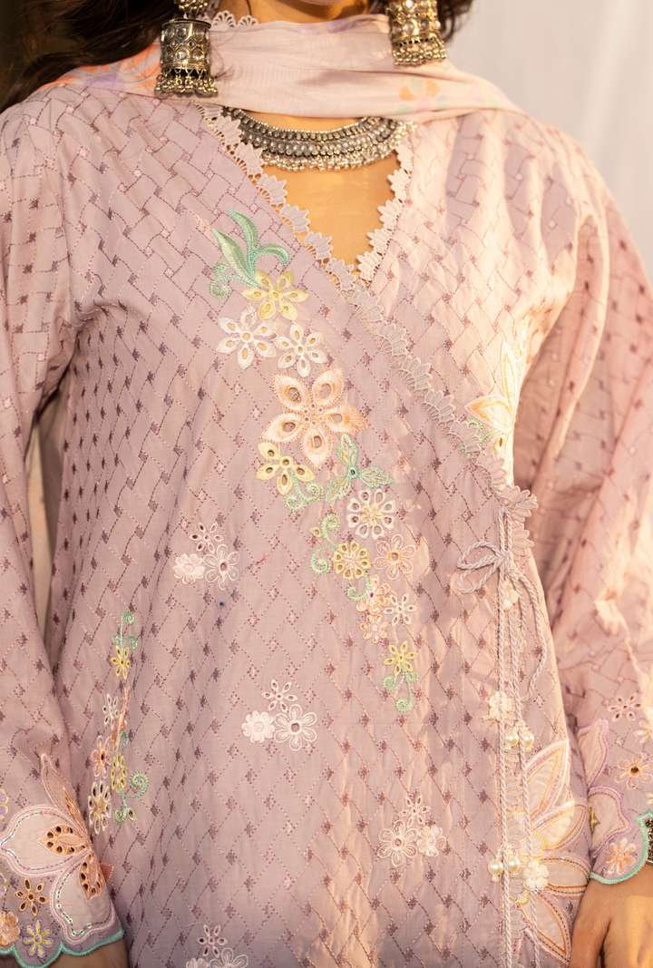 Karma Luxury COTTON Collection –3Piece Ready-to-Wear pink  KC-1545