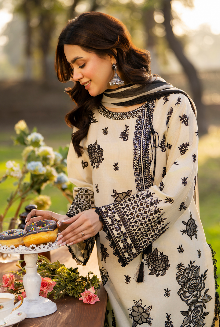 Karma Luxury COTTON Collection –3Piece Ready-to-Wear MONOCHROME  KC-1541a