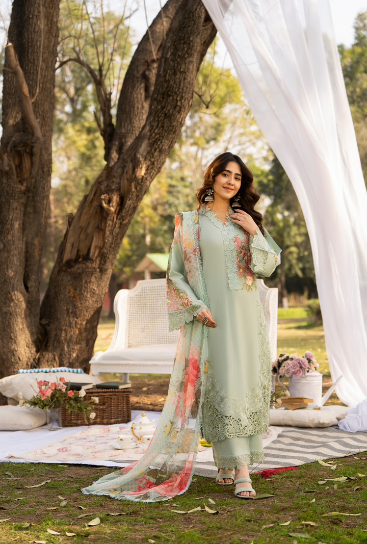 Karma Luxury COTTON Collection –3Piece Ready-to-Wear mint green  KC-1542