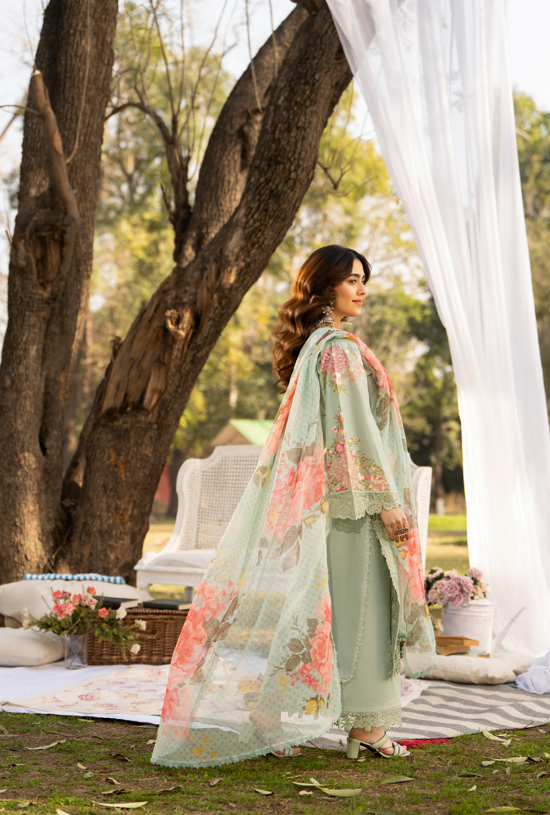 Karma Luxury COTTON Collection –3Piece Ready-to-Wear mint green  KC-1542
