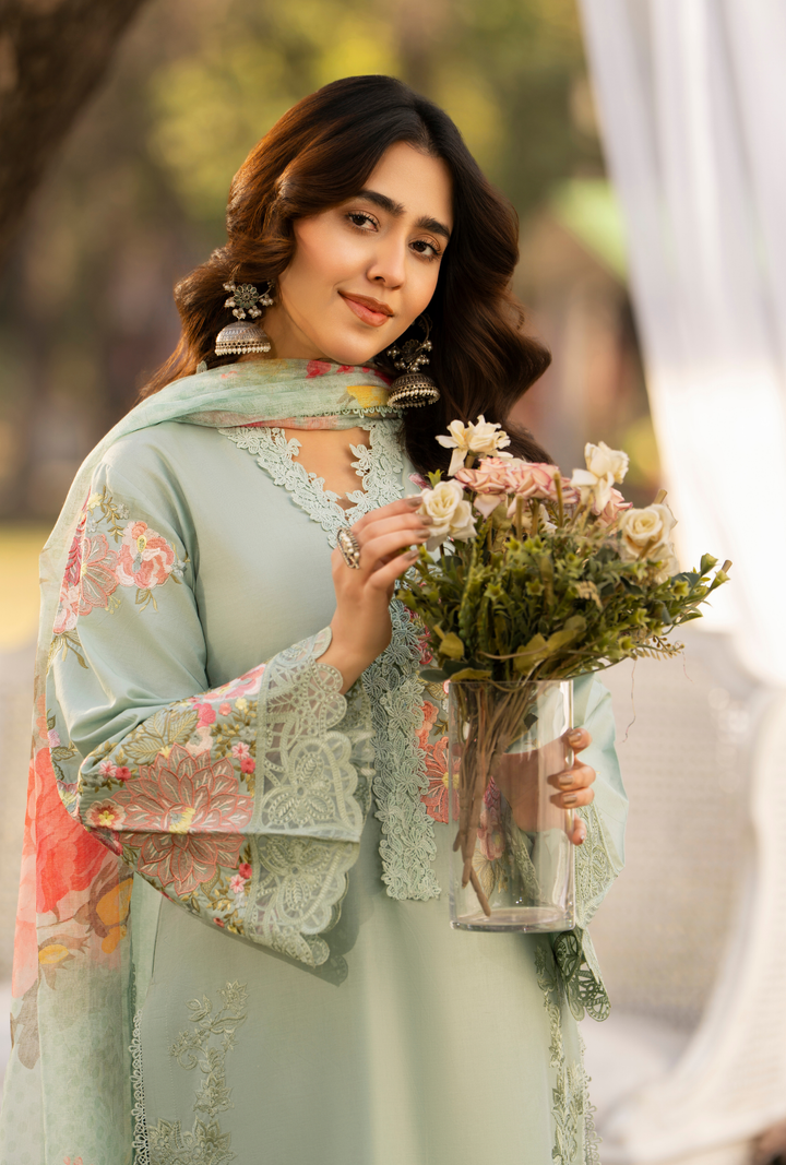 Karma Luxury COTTON Collection –3Piece Ready-to-Wear mint green  KC-1542
