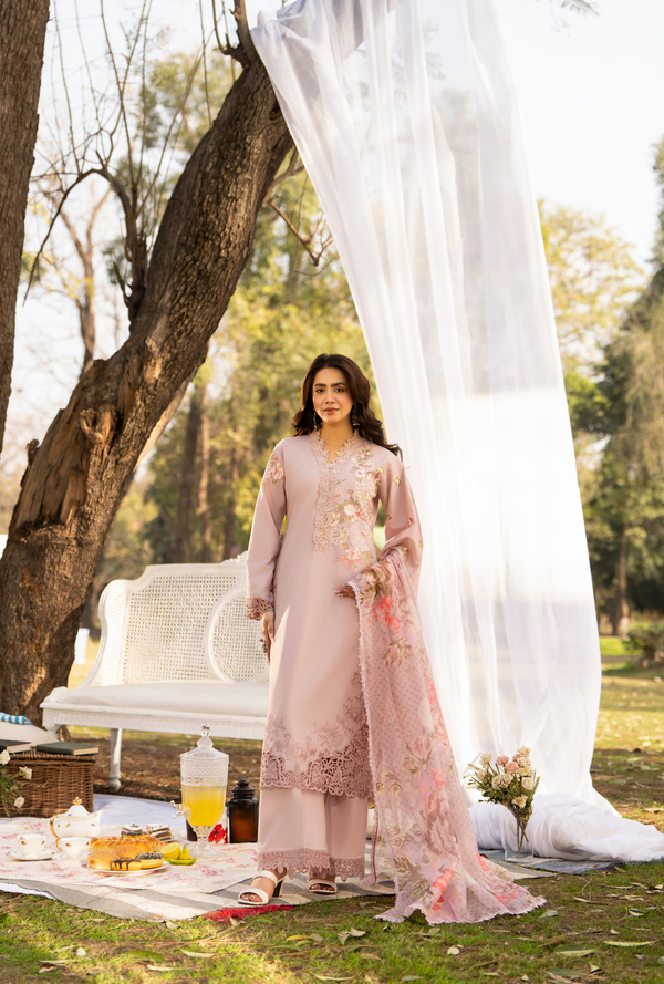 Karma Luxury COTTON Collection –3Piece Ready-to-Wear mint tea pinkKC-1542a