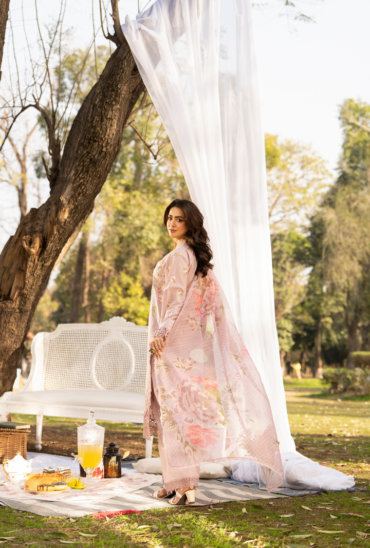 Karma Luxury COTTON Collection –3Piece Ready-to-Wear mint tea pinkKC-1542a