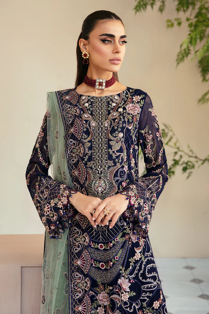Ramsha 3-Piece Ready to Wear Chiffon Dastoor Collection - P-110 Blue