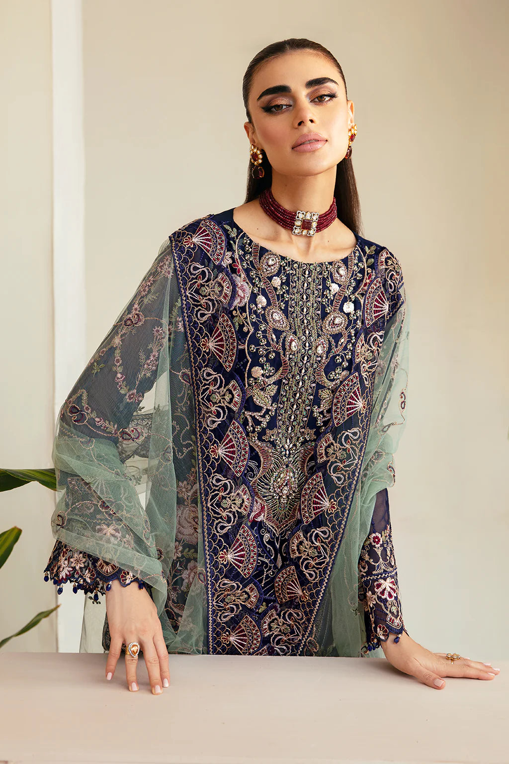 Ramsha 3-Piece Ready to Wear Chiffon Dastoor Collection - P-110 Blue