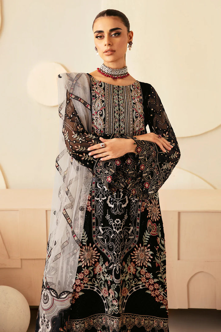 Ramsha 3-Piece Ready to Wear Chiffon Dastoor Collection - P-105 Black