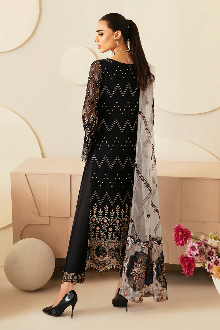 Ramsha 3-Piece Ready to Wear Chiffon Dastoor Collection - P-105 Black