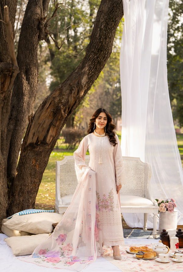 Karma Luxury COTTON Collection –3Piece Ready-to-Wear PASTEL PINK KC-1540a