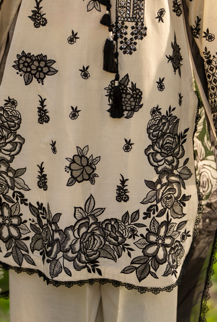 Karma Luxury COTTON Collection –3Piece Ready-to-Wear MONOCHROME  KC-1541a