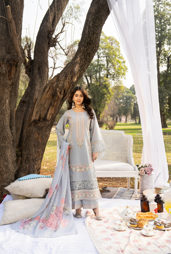 Karma Luxury COTTON Collection –3Piece Ready-to-Wear ice blue KC-1546a