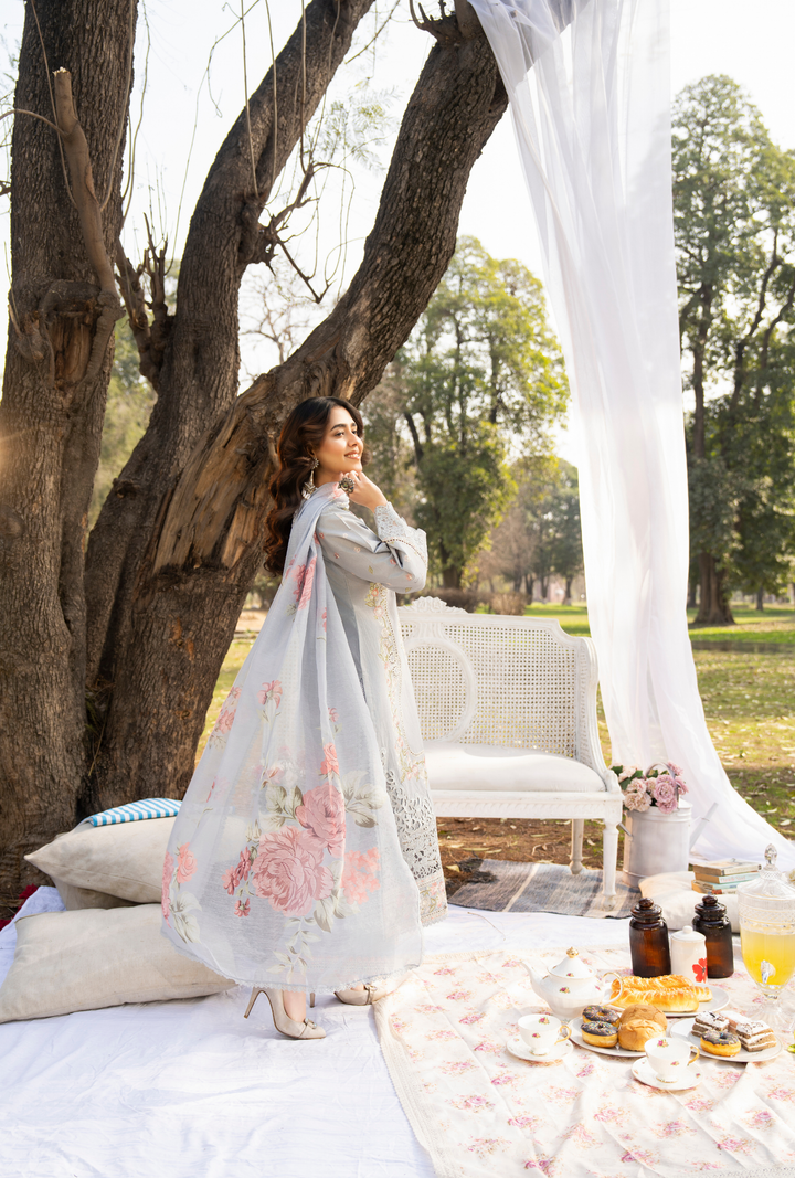 Karma Luxury COTTON Collection –3Piece Ready-to-Wear ice blue KC-1546a