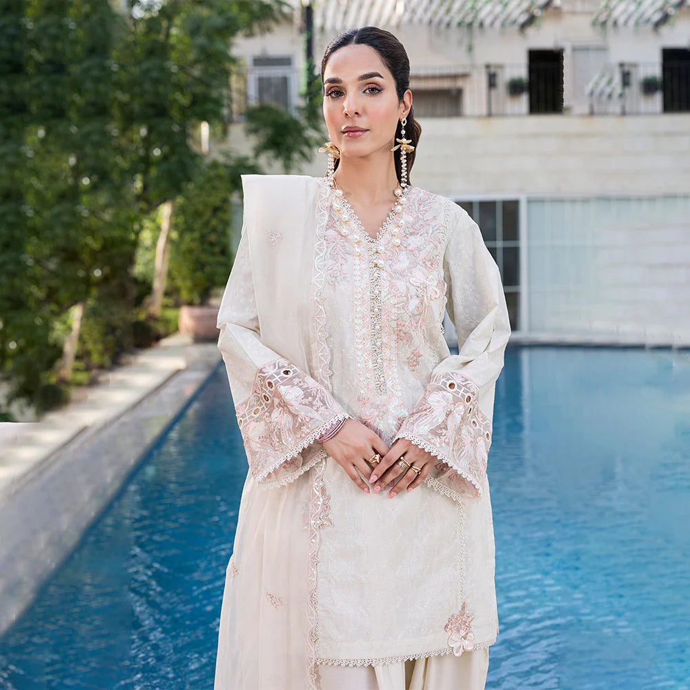 Zahra Rubab 3-Piece Ready to Wear Luxury Lawn Nayab Collection Crystal ZR-2536 White