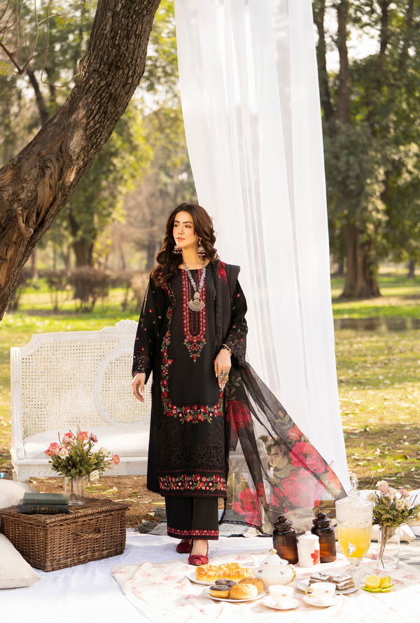 Karma Luxury COTTON Collection –3Piece Ready-to-Wear black  KC-1546