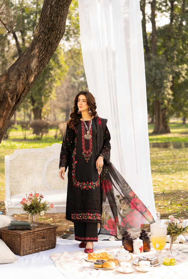 Karma Luxury COTTON Collection –3Piece Ready-to-Wear black  KC-1546