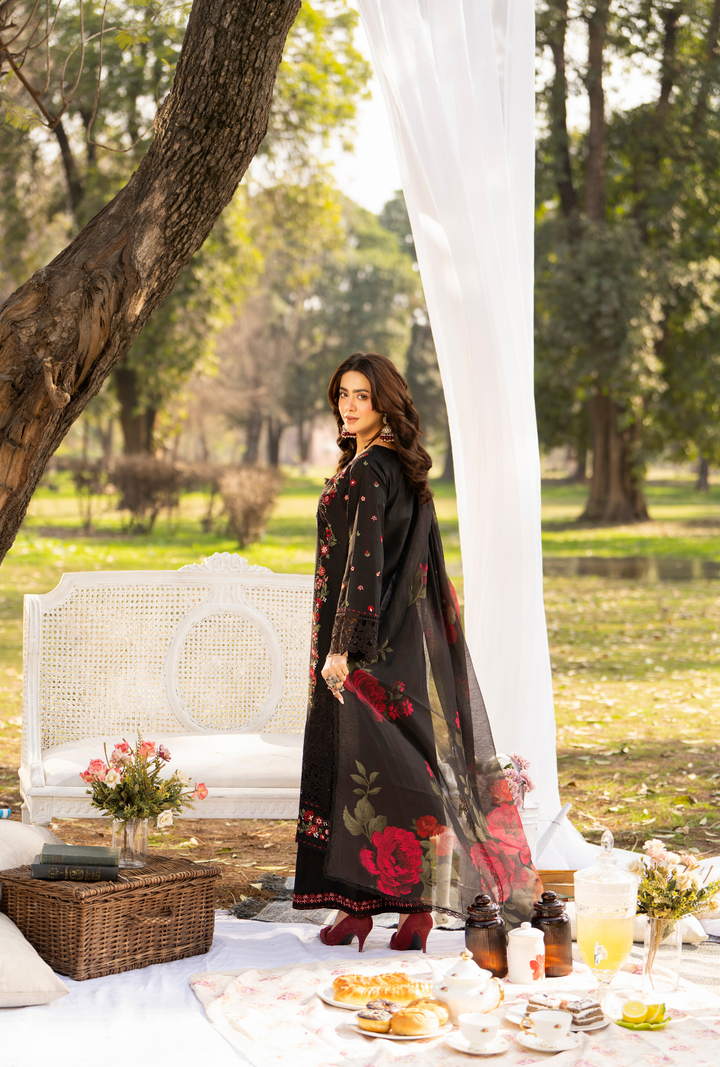 Karma Luxury COTTON Collection –3Piece Ready-to-Wear black  KC-1546