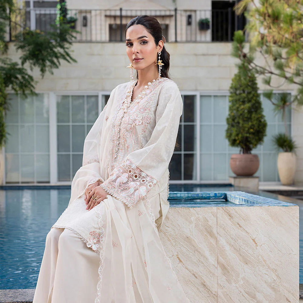 Zahra Rubab 3-Piece Ready to Wear Luxury Lawn Nayab Collection Crystal ZR-2536 White