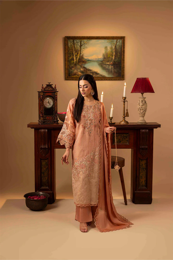 3-Piece Ready to Wear Zahra Rubab Luxe ZR-2538 MYRON - Peach
