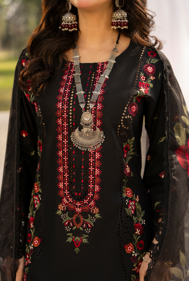 Karma Luxury COTTON Collection –3Piece Ready-to-Wear black  KC-1546