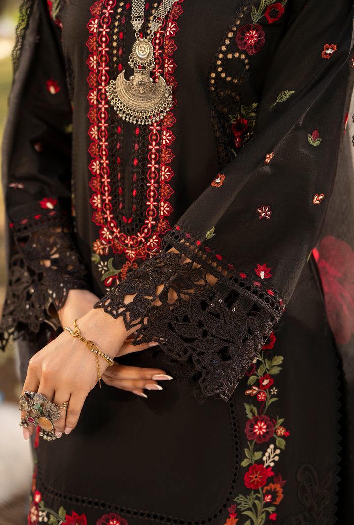 Karma Luxury COTTON Collection –3Piece Ready-to-Wear black  KC-1546