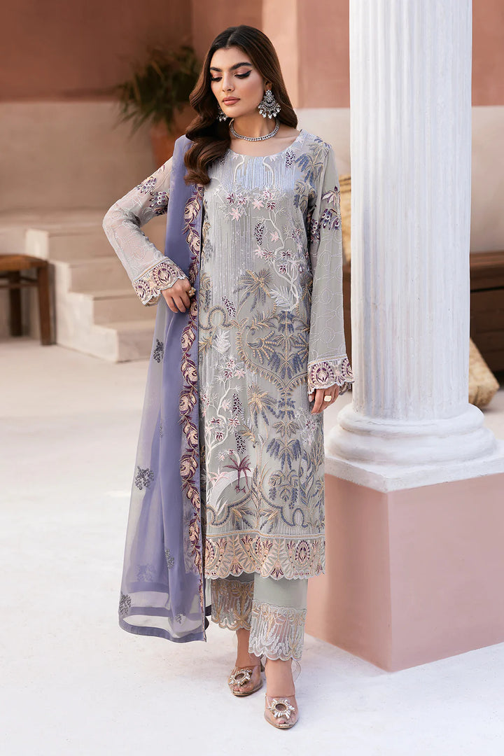 Ramsha 3-Piece Ready to Wear Arzoo Luxury Chiffon Collection - U-102 Grey