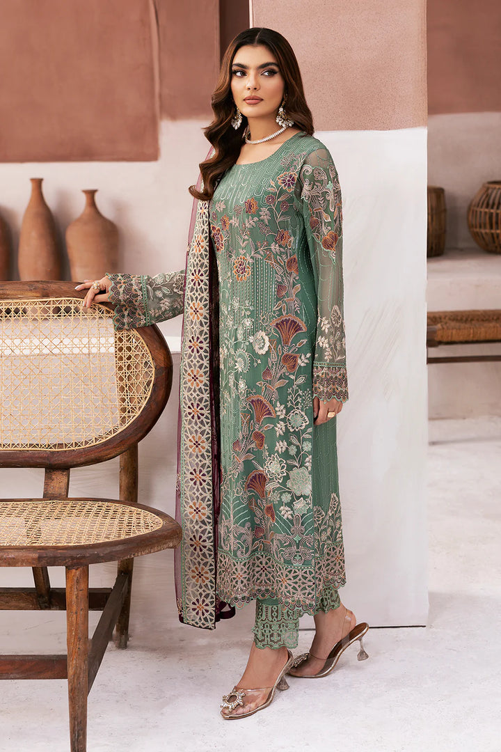 Ramsha 3-Piece Ready to Wear Arzoo Luxury Chiffon Collection - U-103 Green