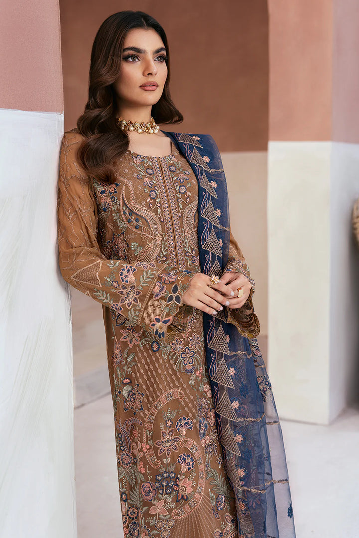 Ramsha 3-Piece Ready to Wear Chiffon Collection - U-110 Brown