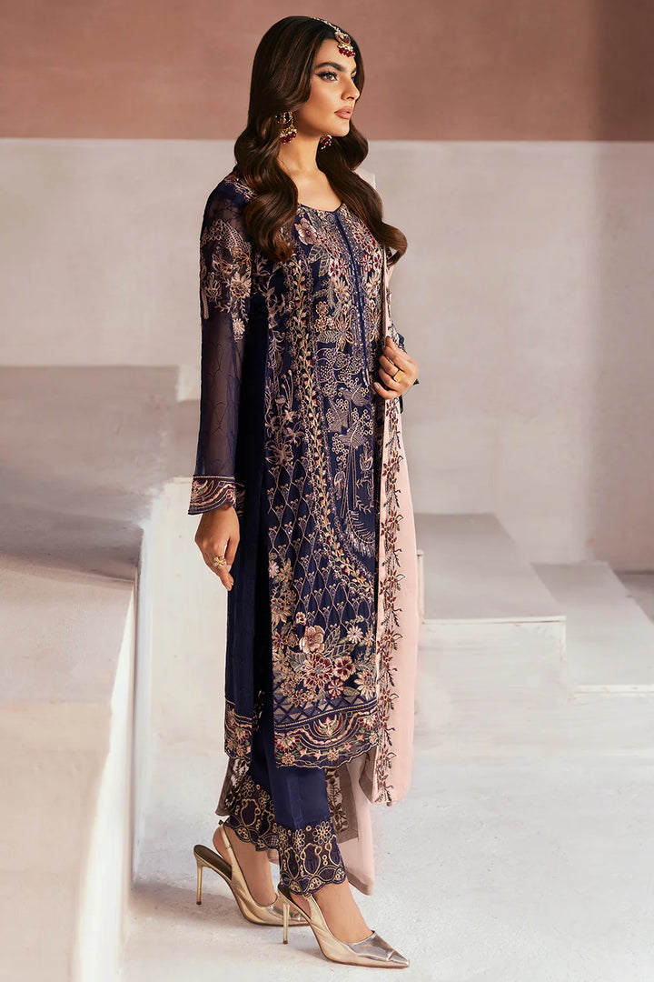 Ramsha 3-Piece Ready to Wear Arzoo Luxury Chiffon Collection - U-104 Blue