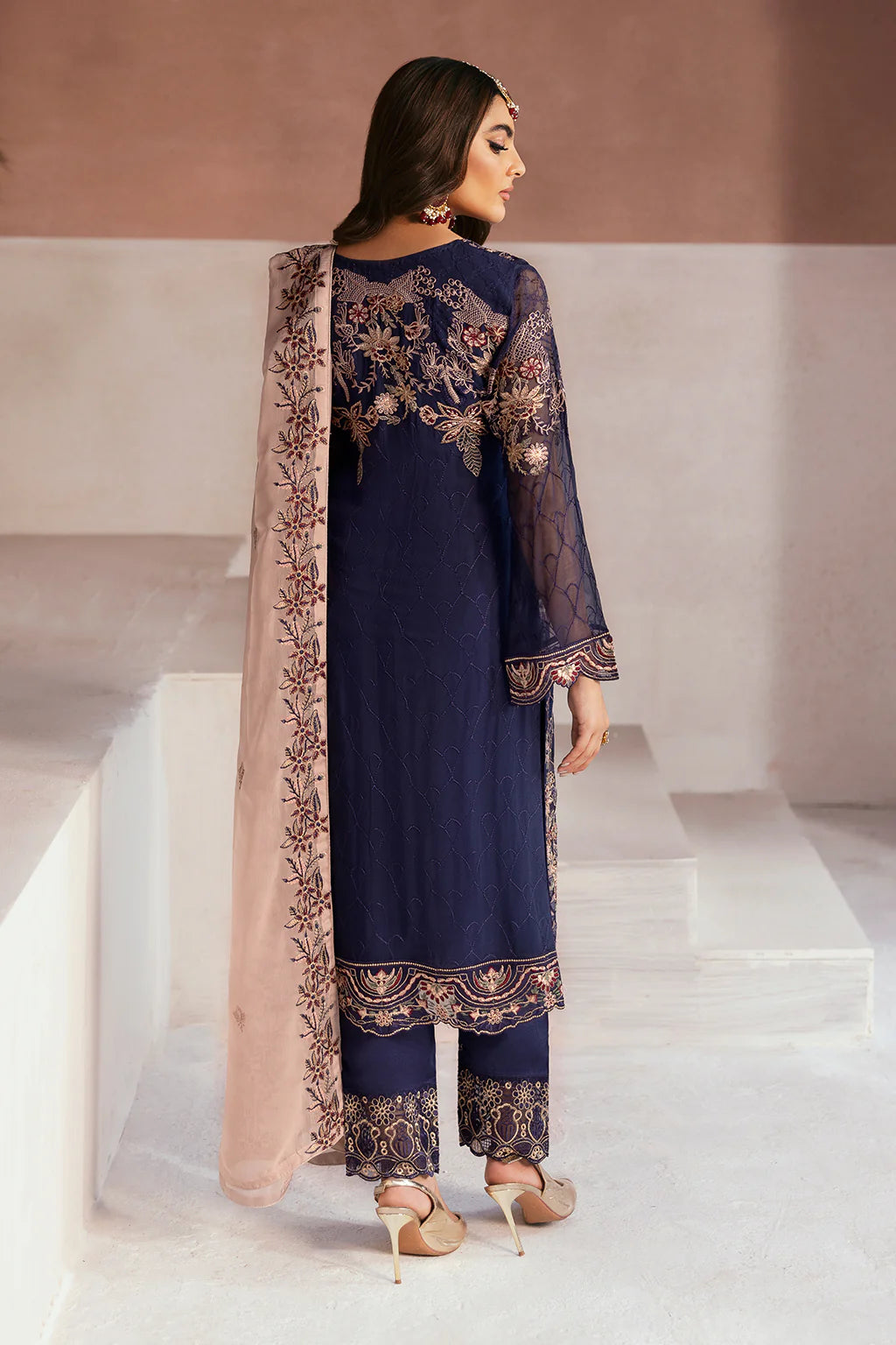 Ramsha 3-Piece Ready to Wear Arzoo Luxury Chiffon Collection - U-104 Blue