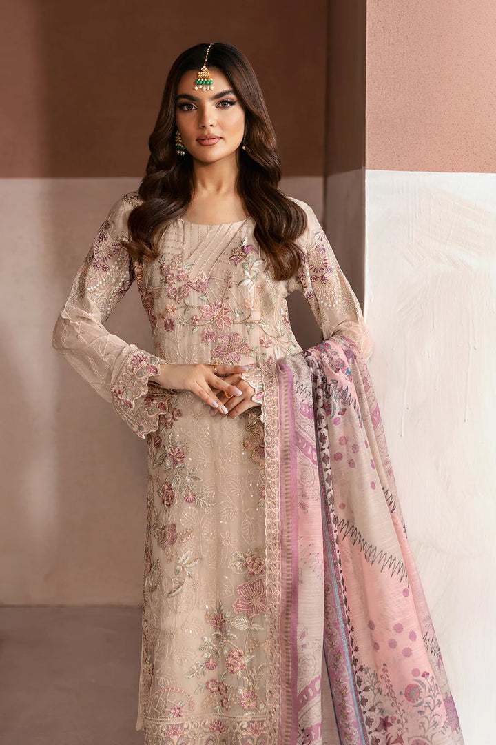 Ramsha 3-Piece Ready to Wear Arzoo Luxury Chiffon Collection - U-111 Beige