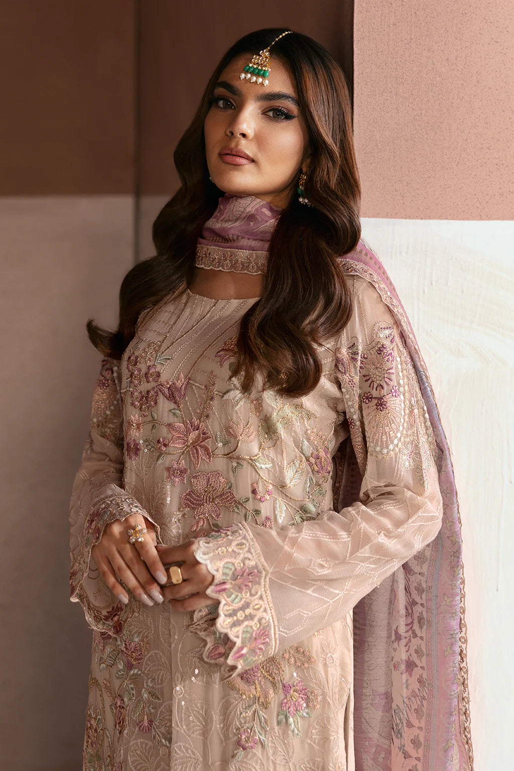 Ramsha 3-Piece Ready to Wear Arzoo Luxury Chiffon Collection - U-111 Beige