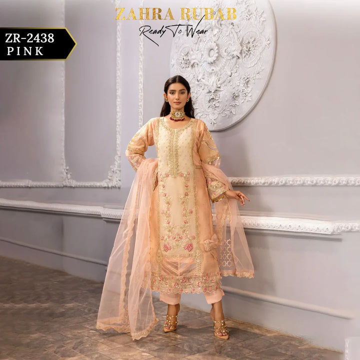 ZAHRA RUBAB 3 PIECE READYMADE PINK ZR-2438
