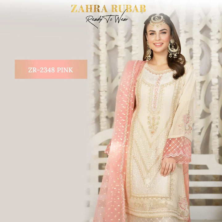 ZAHRA RUBAB 3 PIECE READYMADE PINK ZR-2348