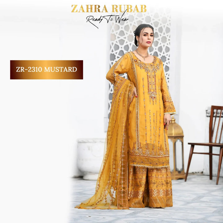 ZAHRA RUBAB 3 PIECE READYMADE MUSTARD ZR-2310