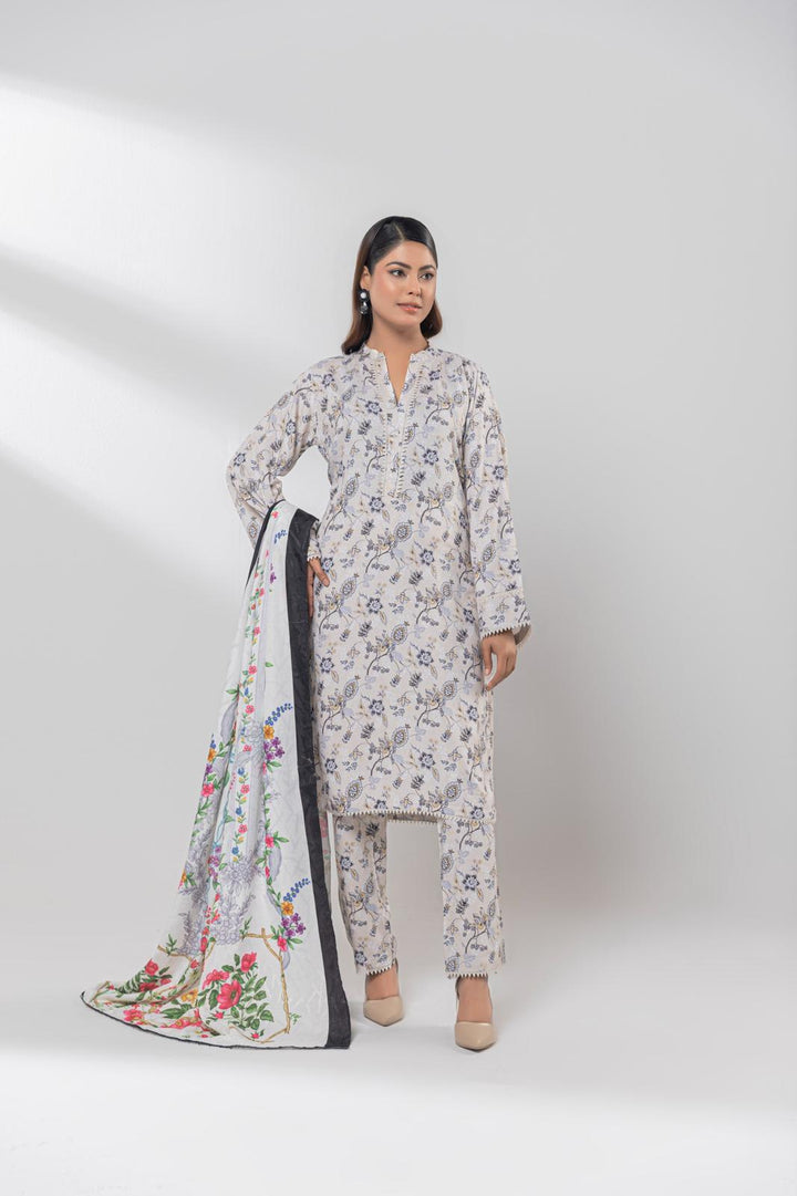 3 PC Mena By Chamak Linen Intermix Stitched MSL-02