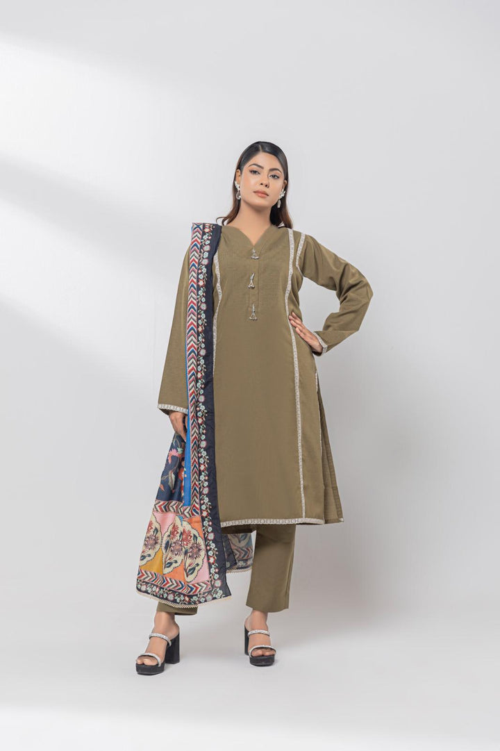 3 PC Mena By Chamak Linen Intermix Stitched MSL-04
