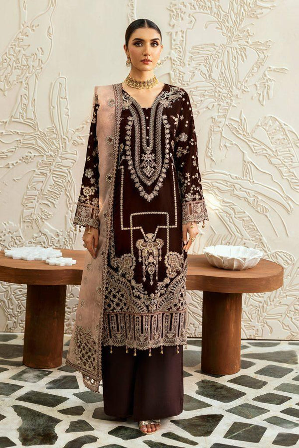 3-PIECE RAMSHA STITCHED EMBROIDERED VELVET V-606